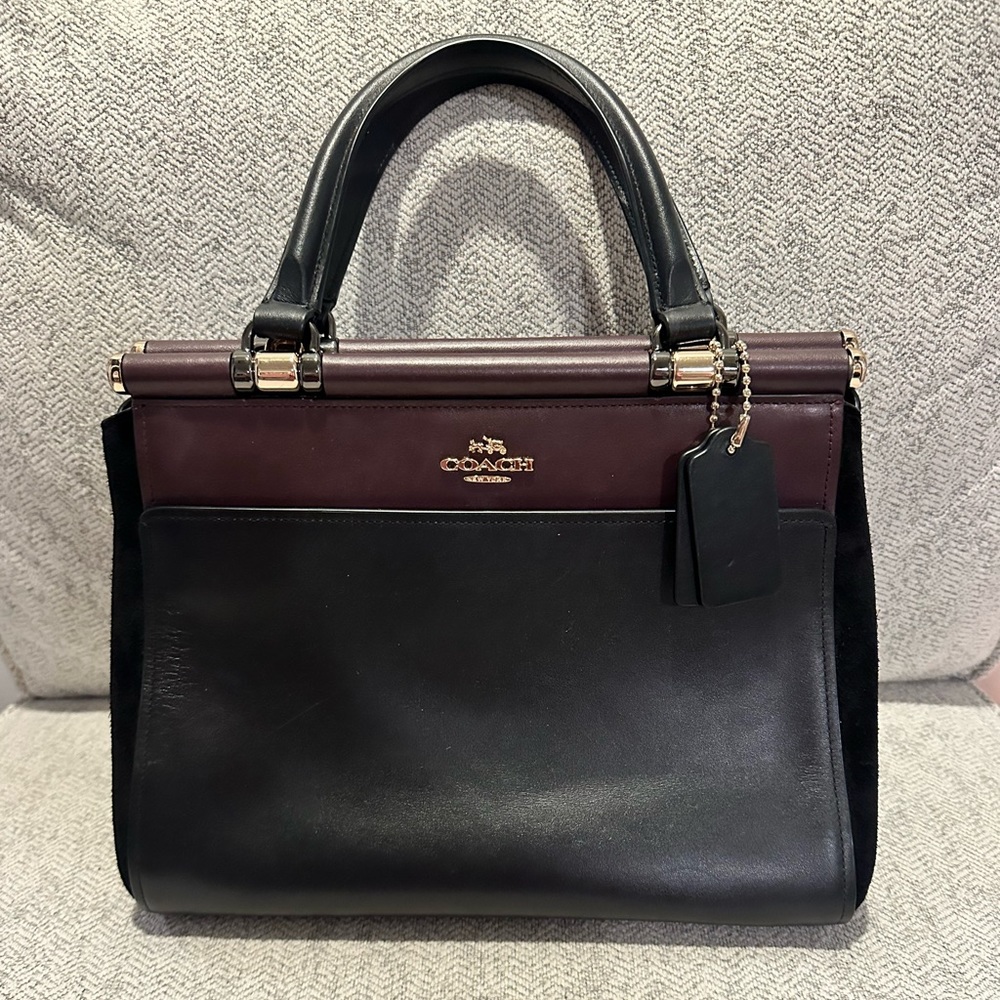 Selena Gomez Coach Suede Colorblock Satchel